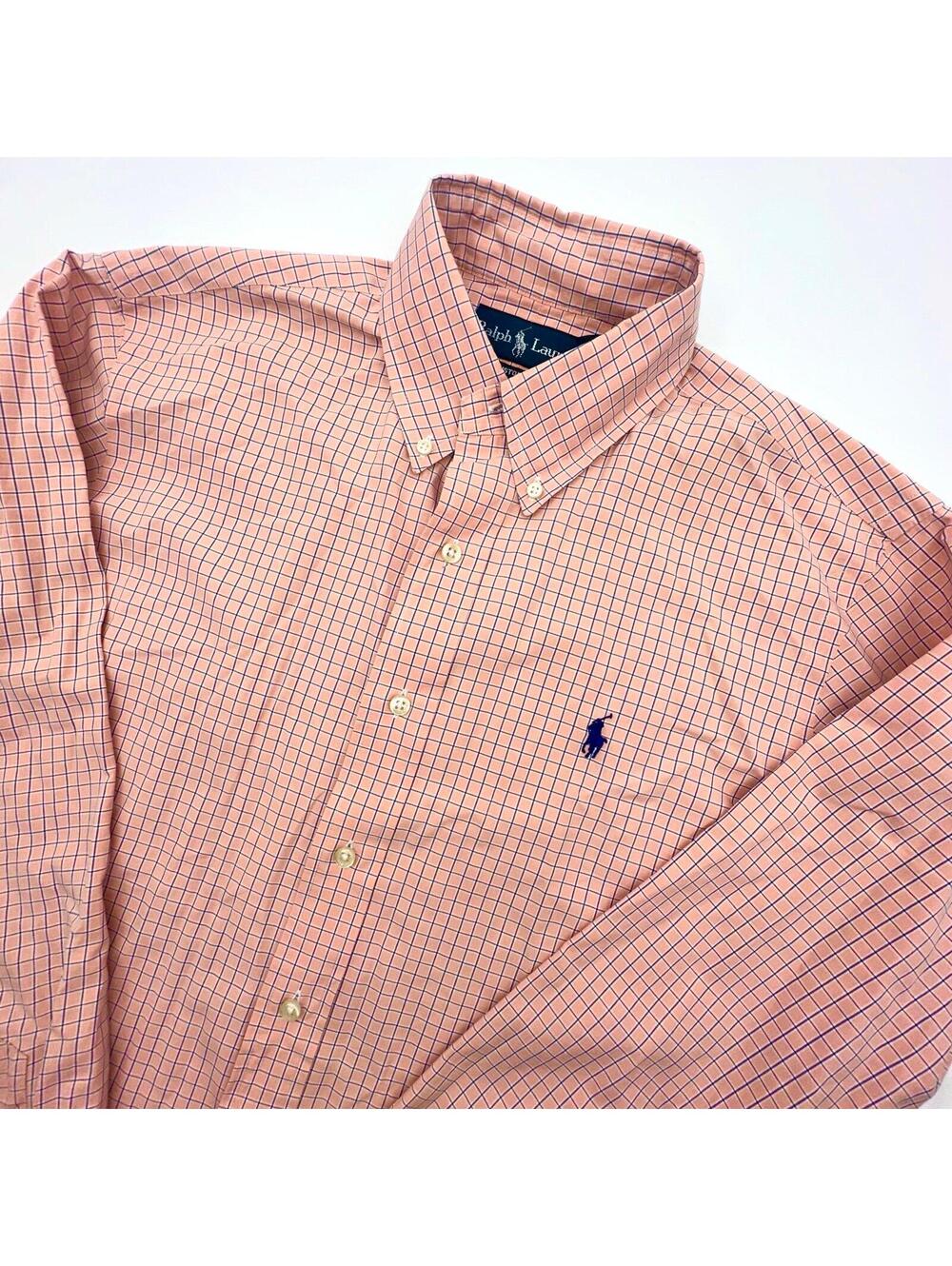 Ralph Lauren Men’s Button Down Shirt Custom Fit Size Medium Peach
